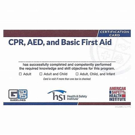 ASHI CPR/FIRST AID $70
